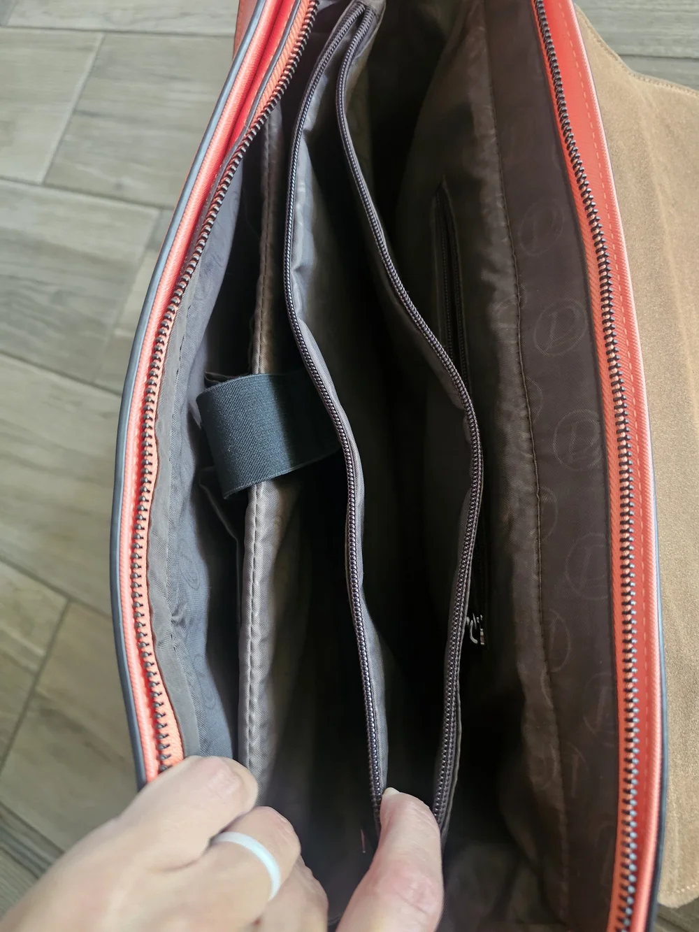 Embossed Laptop Messenger Bag in Coral Pink